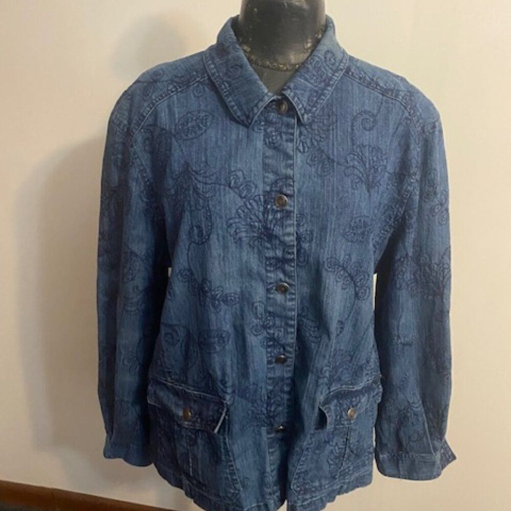 Alfred Dunner Embroidered denim jacket, size 16